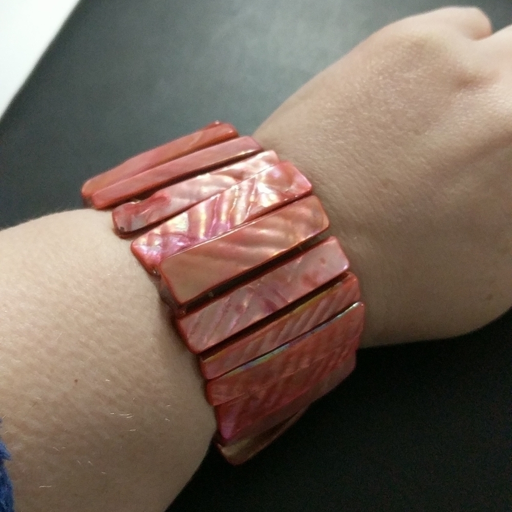 𝅺Pink Shell Spears Stretchy Elastic Statement Bracelet